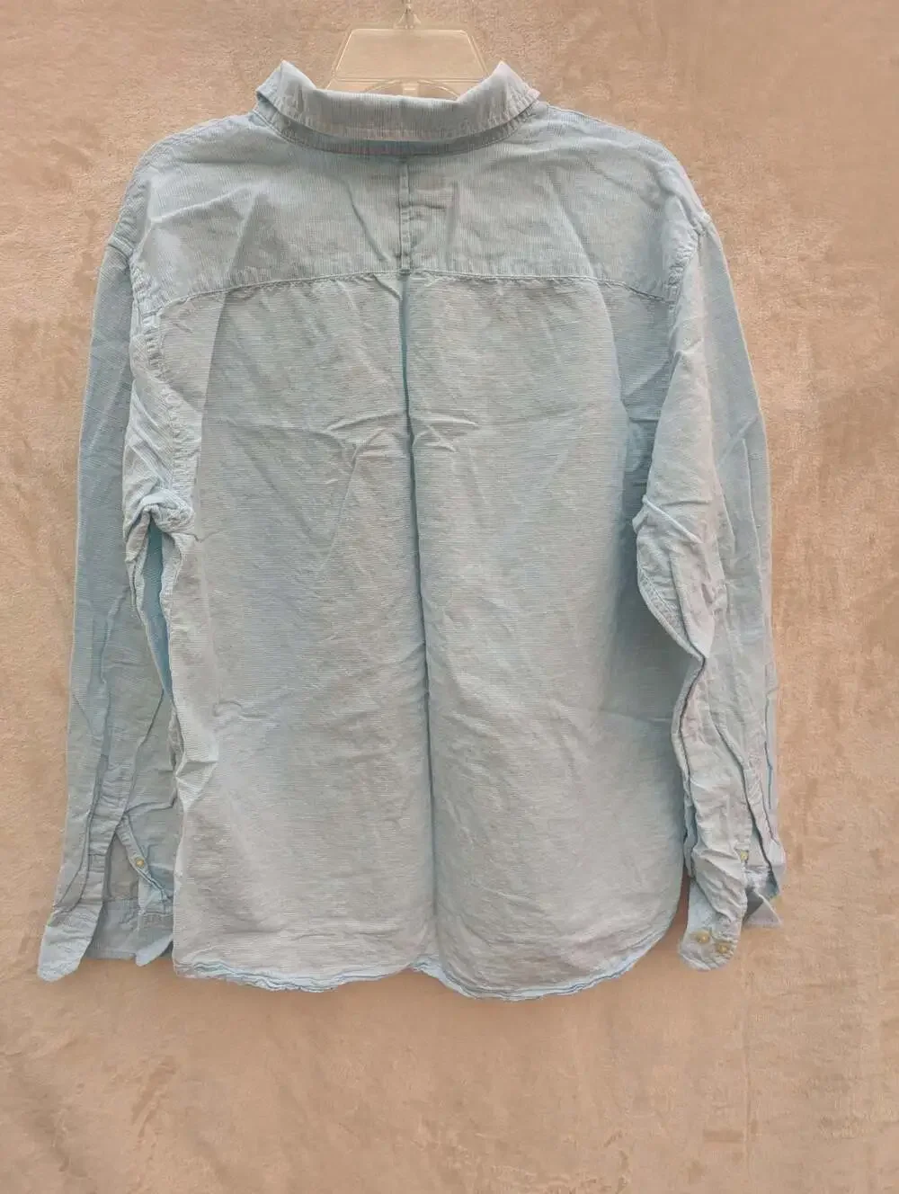 Banana Republic Untucked Slim Fit Linen Cotton Long Sleeve Shirt Light Blue XL